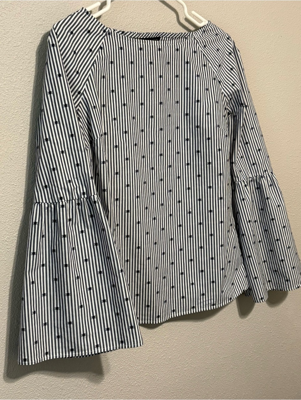 Banana Republic Striped Bell-Sleeve Top in White and Black